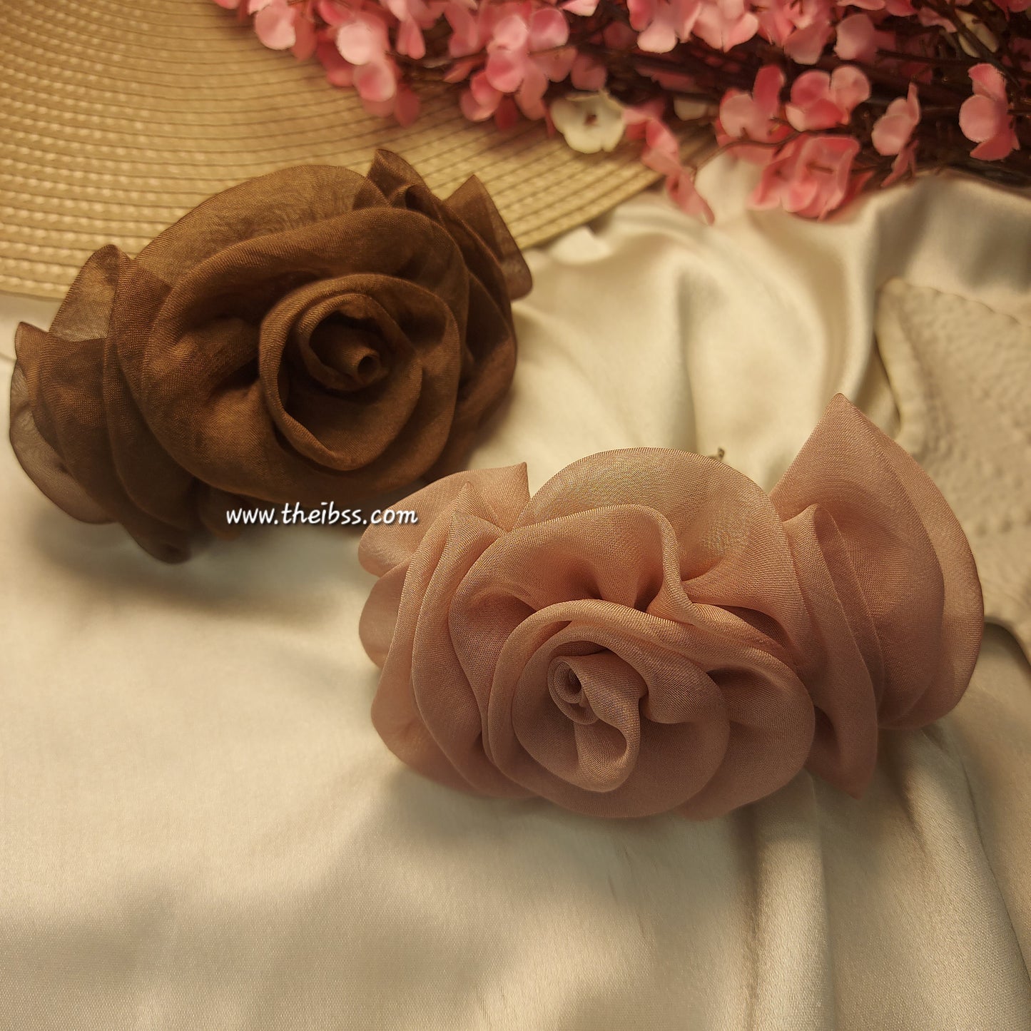 Eternal Rose Handmade Floral Barrette Hair Clip | 12 CM Floral Statement Hair Accessory | French Metal Clip