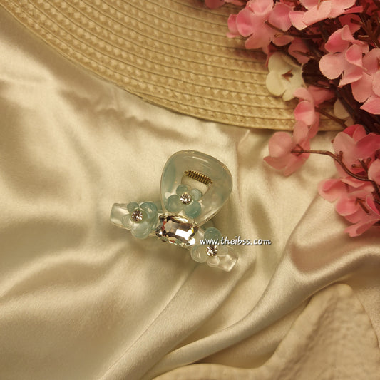 Bofeini Blossom Spark T Sheet Claw Clip – 5 CM Floral Acrylic Hair Clutcher with Crystal Accent