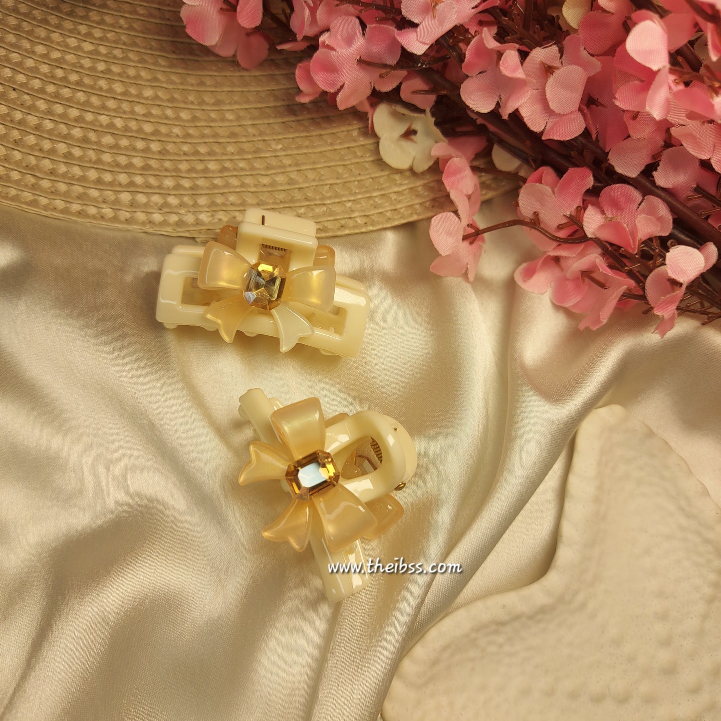 Bofeini Celeste Bow Acrylic Claw Clip Set (Set of 2) | Elegant Party Hair Clips | Premium Pastel Hair Accessory