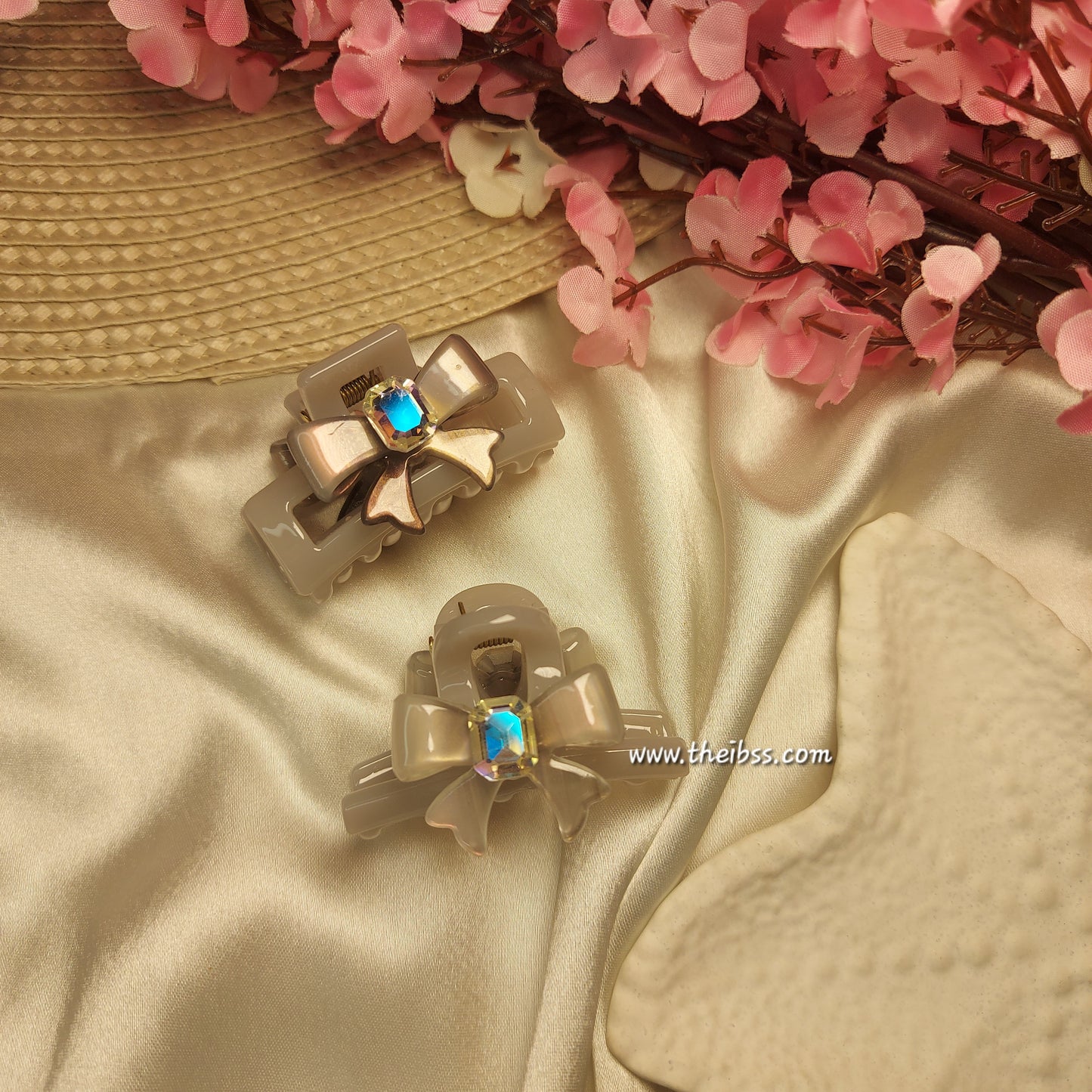 Bofeini Celeste Bow Acrylic Claw Clip Set (Set of 2) | Elegant Party Hair Clips | Premium Pastel Hair Accessory