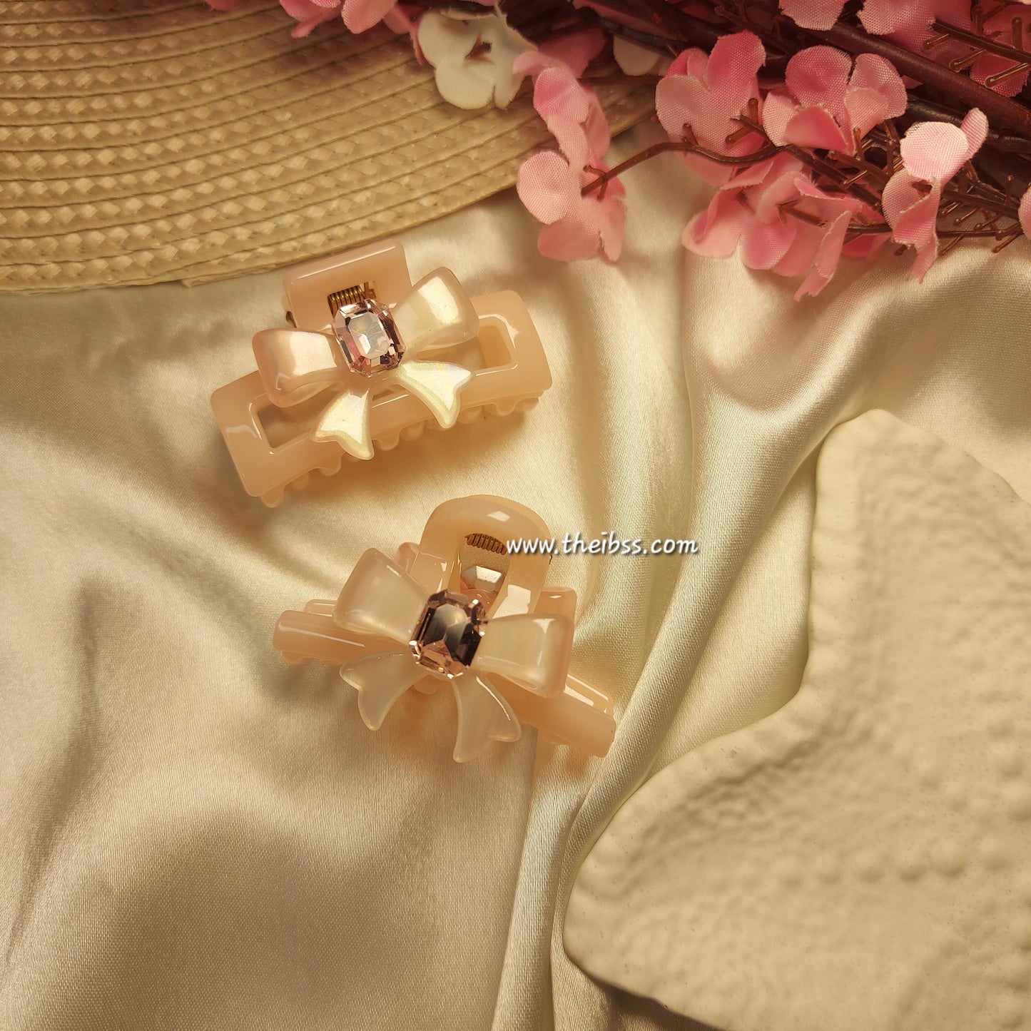 Bofeini Celeste Bow Acrylic Claw Clip Set (Set of 2) | Elegant Party Hair Clips | Premium Pastel Hair Accessory