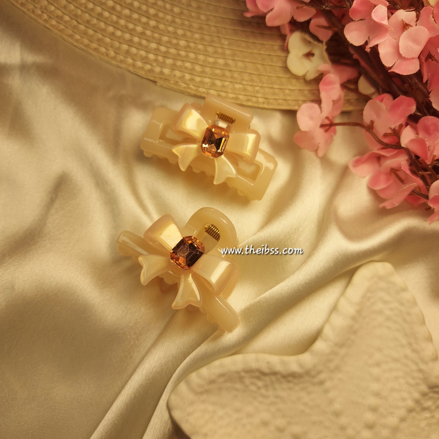 Bofeini Celeste Bow Acrylic Claw Clip Set (Set of 2) | Elegant Party Hair Clips | Premium Pastel Hair Accessory