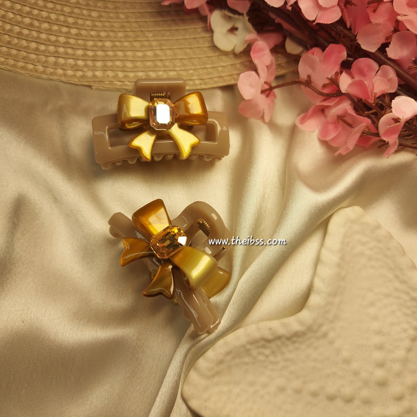 Bofeini Celeste Bow Acrylic Claw Clip Set (Set of 2) | Elegant Party Hair Clips | Premium Pastel Hair Accessory