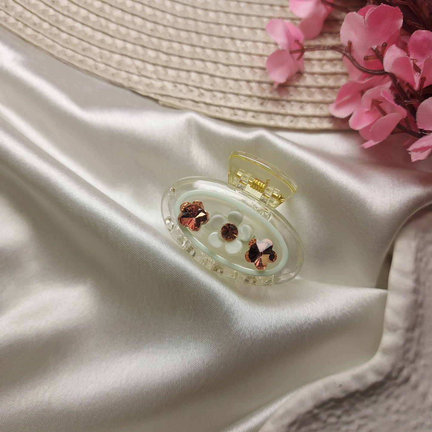 Bofeini Transparent studded Acrylic Claw Clip | Elegant Party Hair Clips | Premium Pastel Hair Accessory