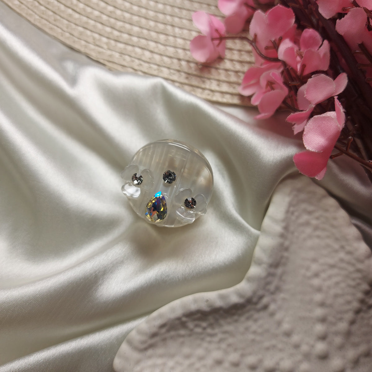 Bofeini Starlight Acrylic Flower Hair Clip– Round Hair Clip | 2.5 CM Mini Acrylic Hair Claw