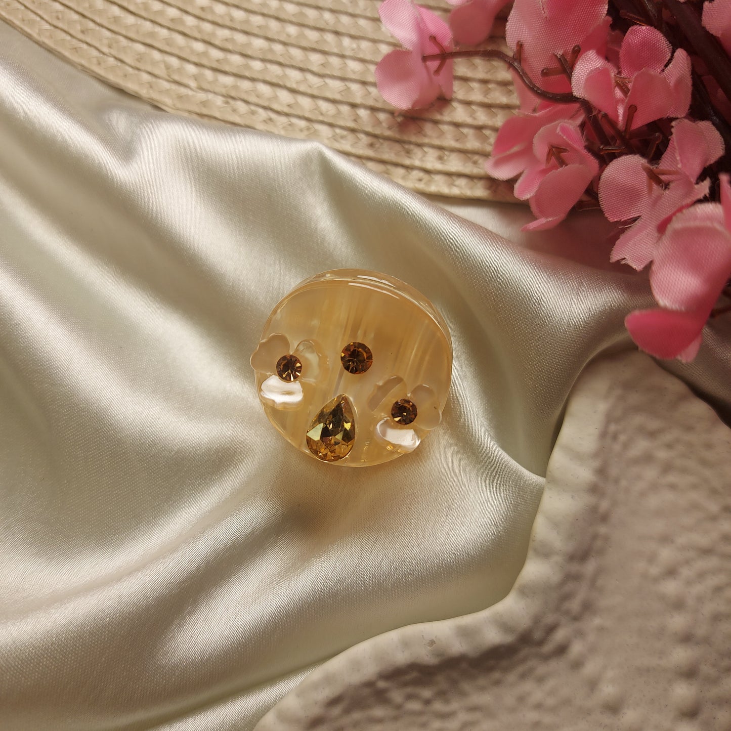 Bofeini Starlight Acrylic Flower Hair Clip– Round Hair Clip | 2.5 CM Mini Acrylic Hair Claw
