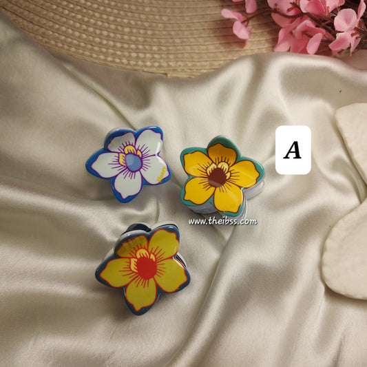 Honey Sheet Floral Claw Clip (Set of 3) – Elegant Strong Grip Hair Clutcher for Women - 3CM