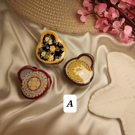 Honey Bohemian Mandala Bloom Heart Claw Clip Set (Set of 3) – Premium Acrylic Heart Hair Claws -5CM