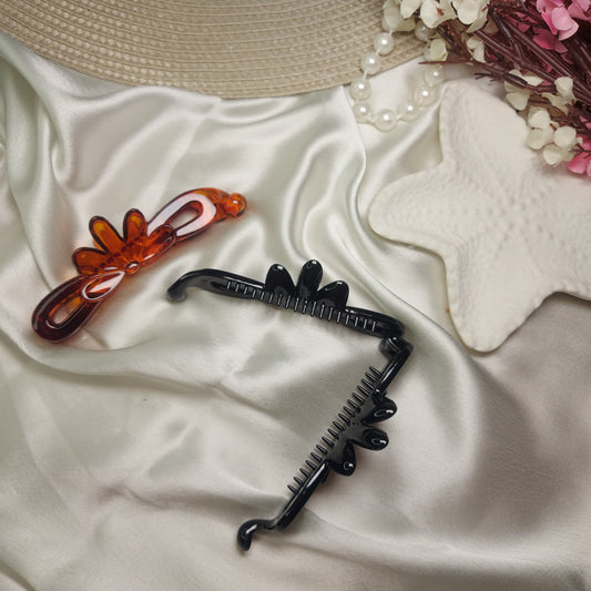 KOREAN FLOWER BANANA HAIRCLIP- Set of 2