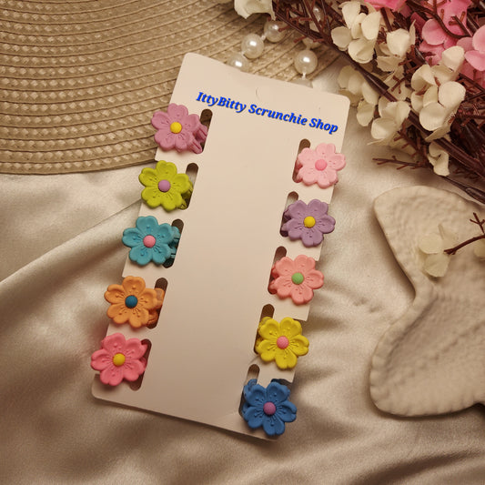 Petal Pop Mini Flower Claw Clips (2 CM) | Premium Kids Floral Hair Claws | Cute Tiny Hair Accessories