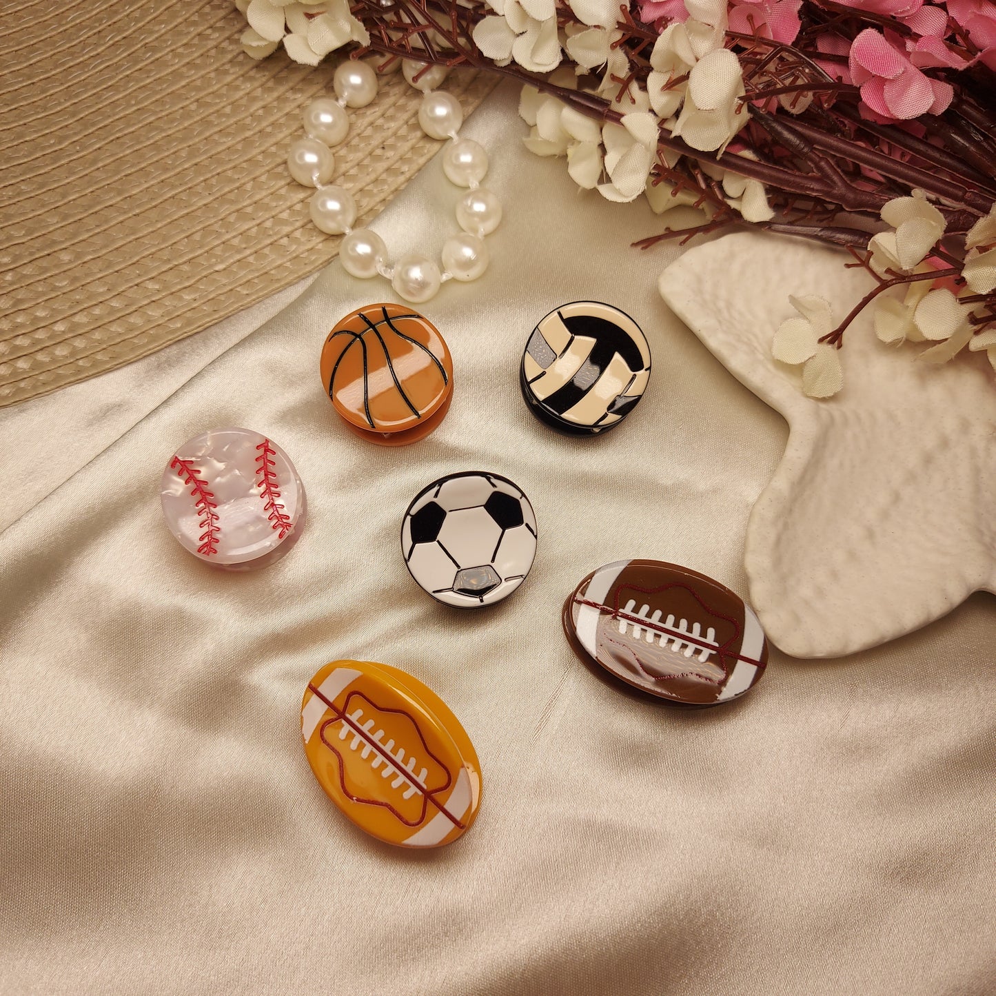 BOFEINI Sports Ball Mini Claw Clips | Premium Luxury Acrylic Hair Clips (2.5 CM)