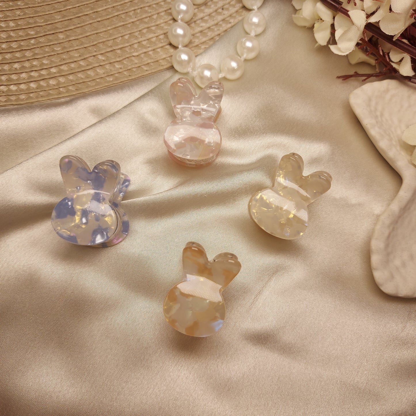 Premium Bunny Hair Claw Clip 2CM | Gloss Finish Mini Claw for Women & Girls