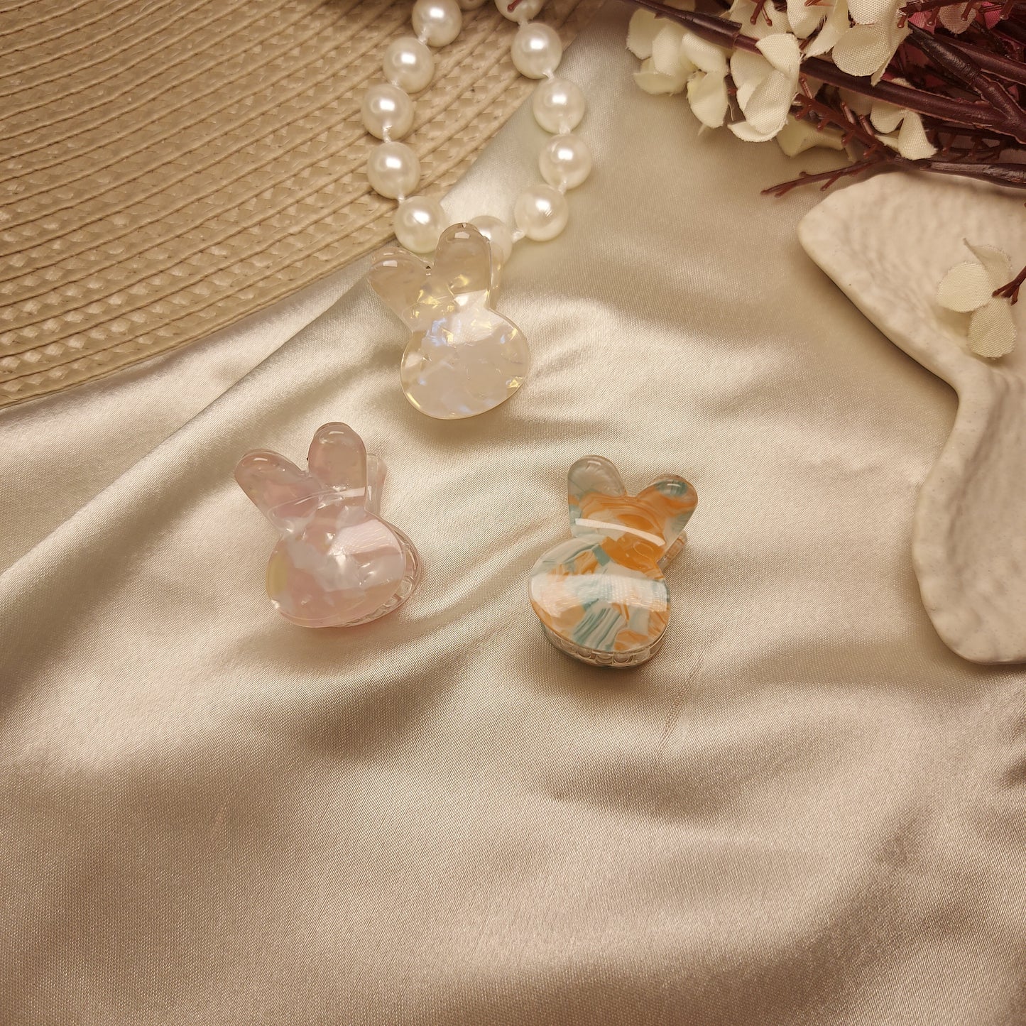 Premium Bunny Hair Claw Clip 2CM | Gloss Finish Mini Claw for Women & Girls
