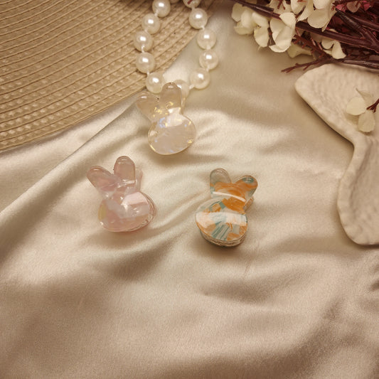 Premium Bunny Hair Claw Clip 2CM | Gloss Finish Mini Claw for Women & Girls