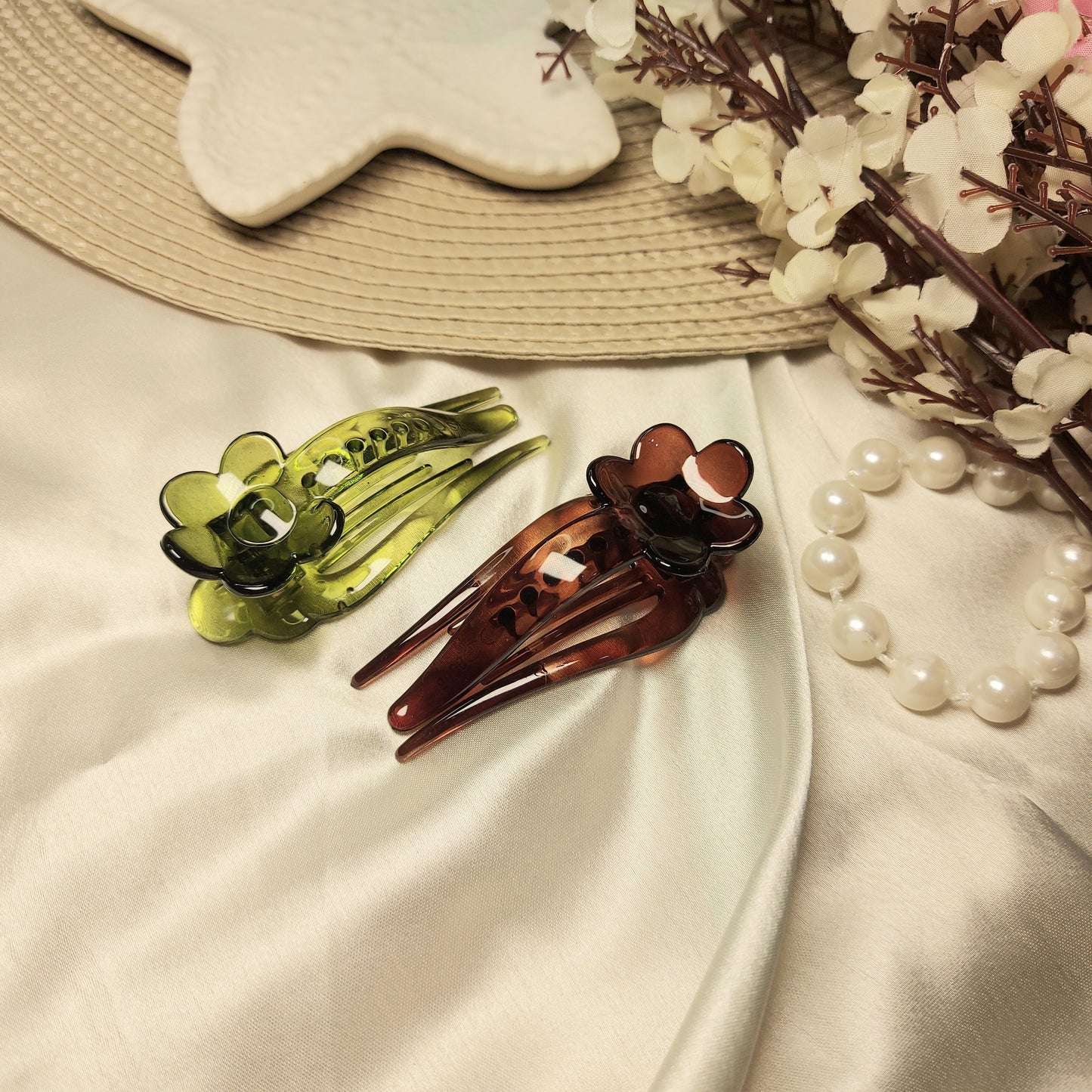 KOREAN FLORAL BANANA CLUTCHER - Set of 2