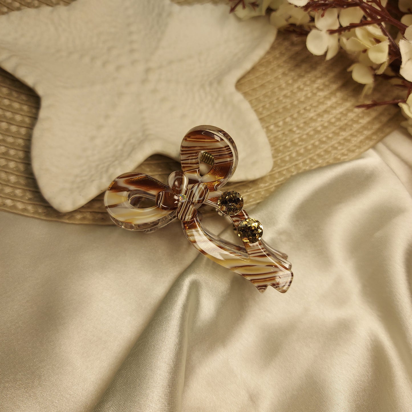 Studded Partywear Bow shimmery Hairclaw- 6.5CM