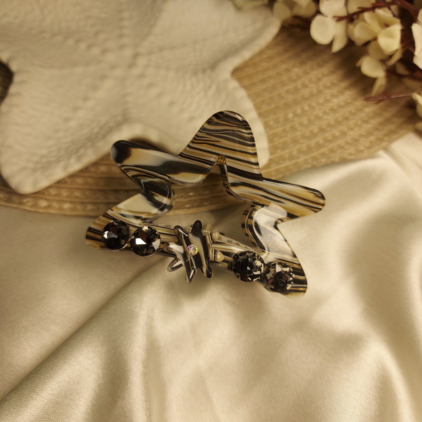 Studded Partywear Star shimmery Hairclaw- 6.5CM