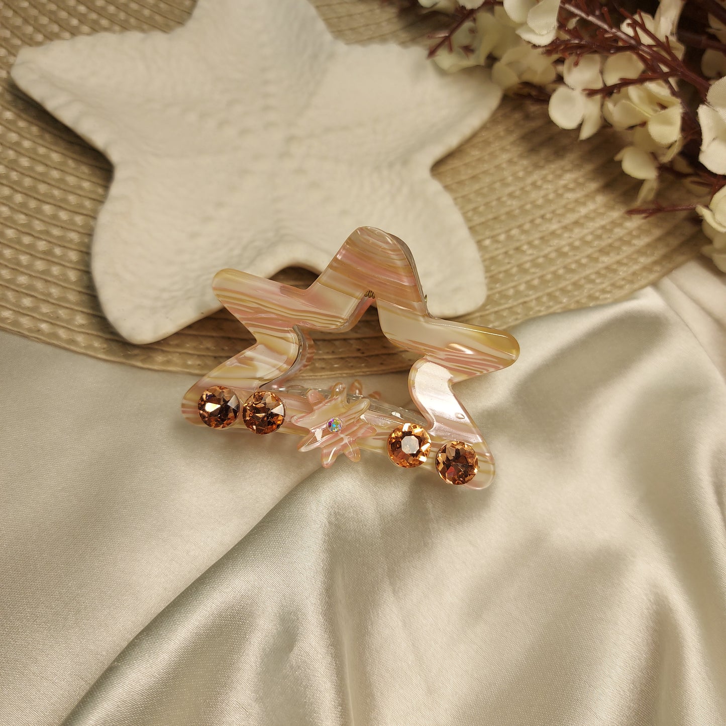 Studded Partywear Star shimmery Hairclaw- 6.5CM