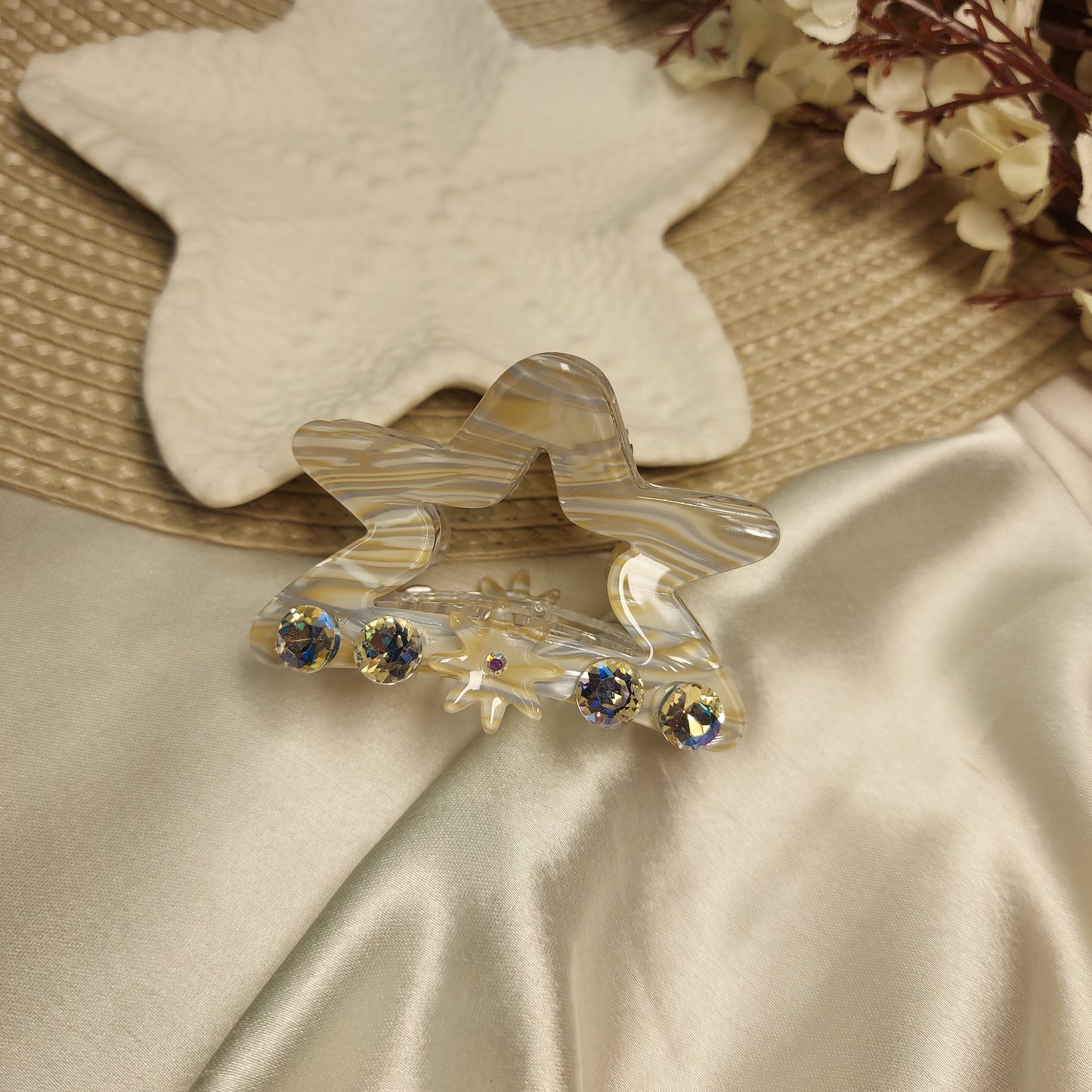 Studded Partywear Star shimmery Hairclaw- 6.5CM