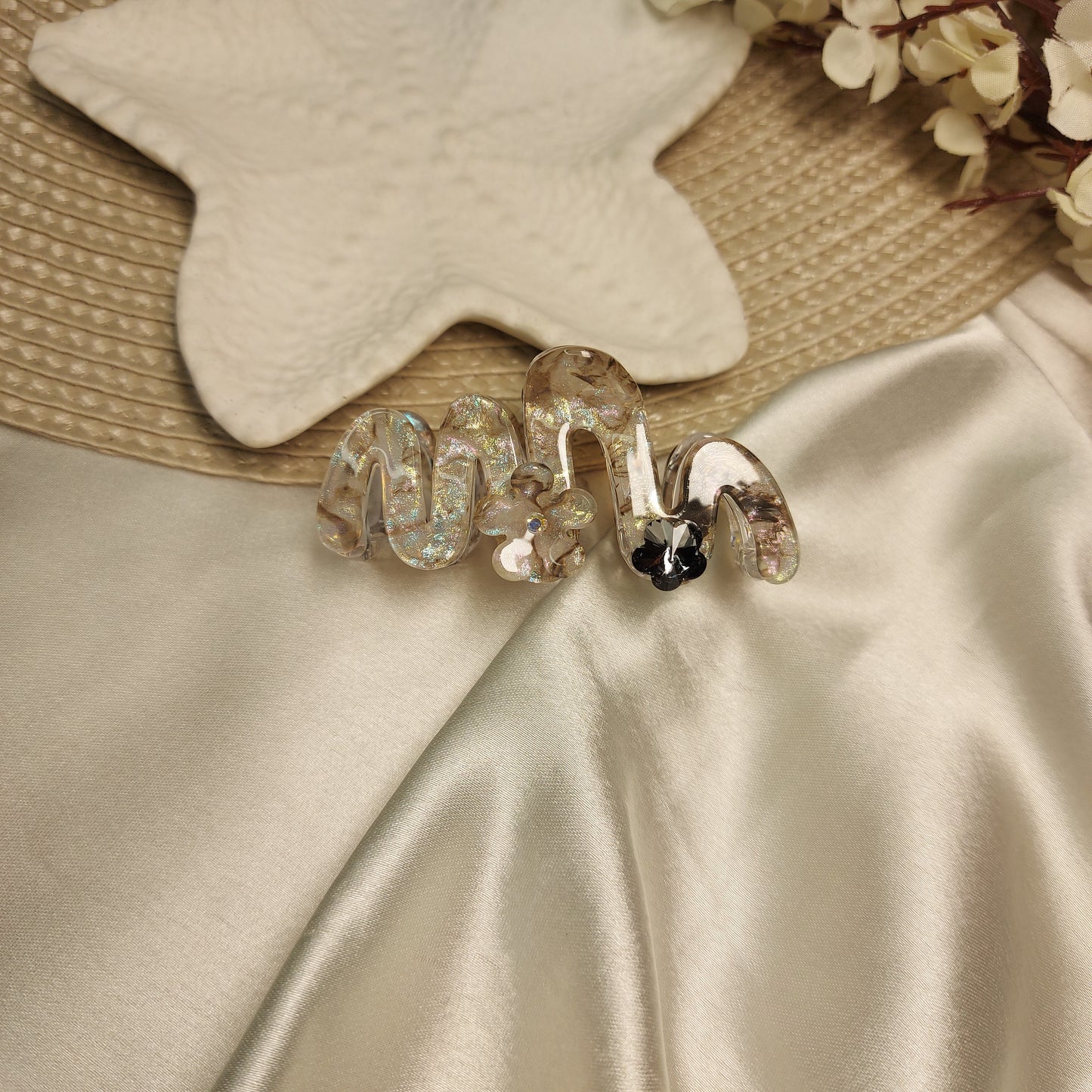 Studded Partywear ZigZag shimmery Hairclaw- 6.5CM