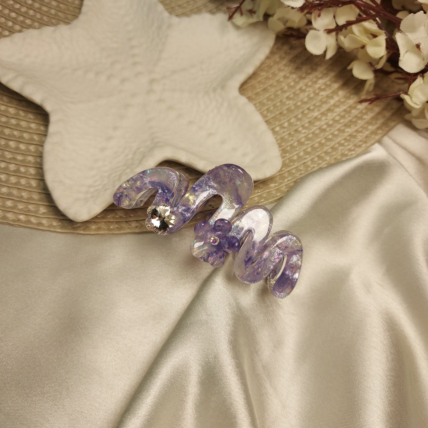 Studded Partywear ZigZag shimmery Hairclaw- 6.5CM