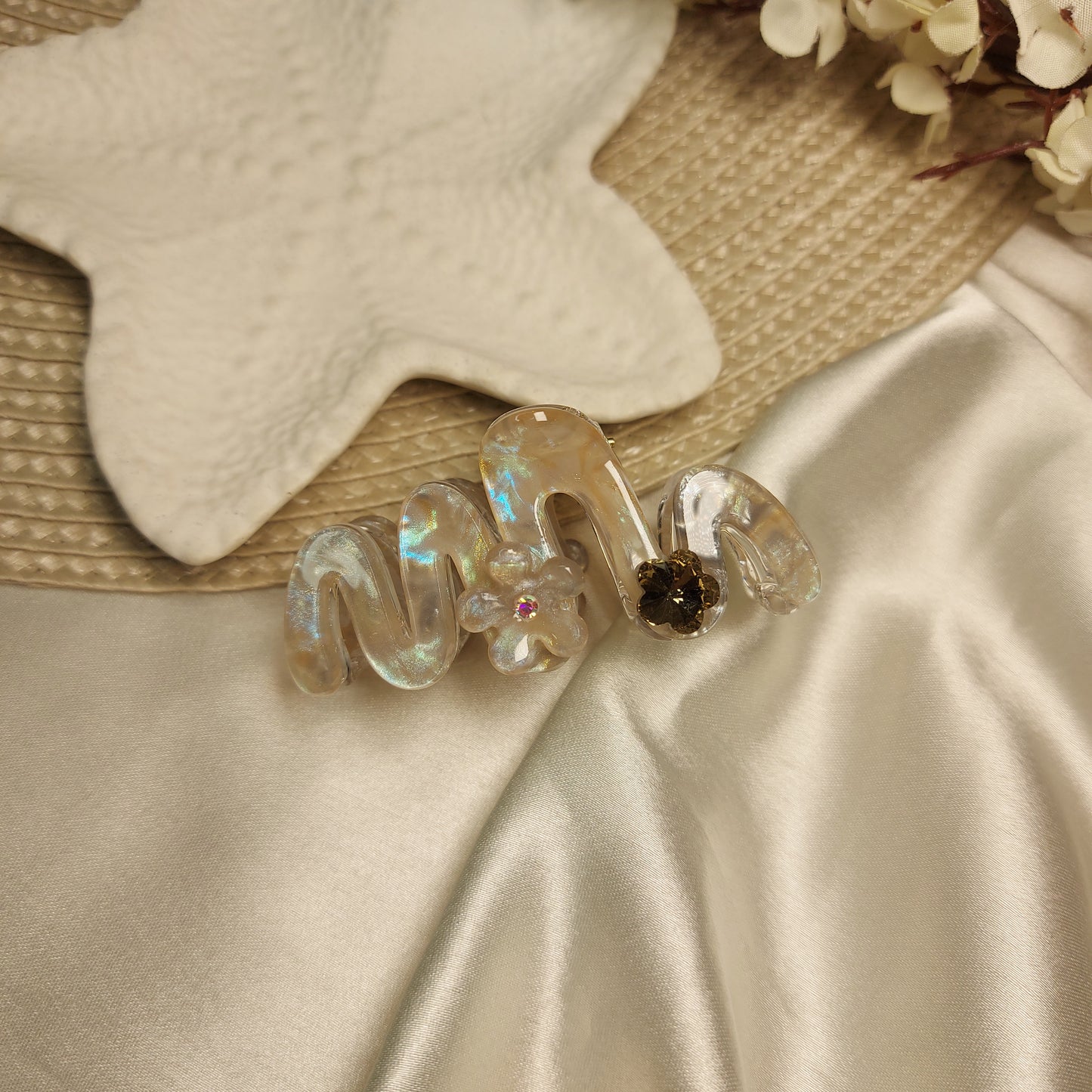 Studded Partywear ZigZag shimmery Hairclaw- 6.5CM