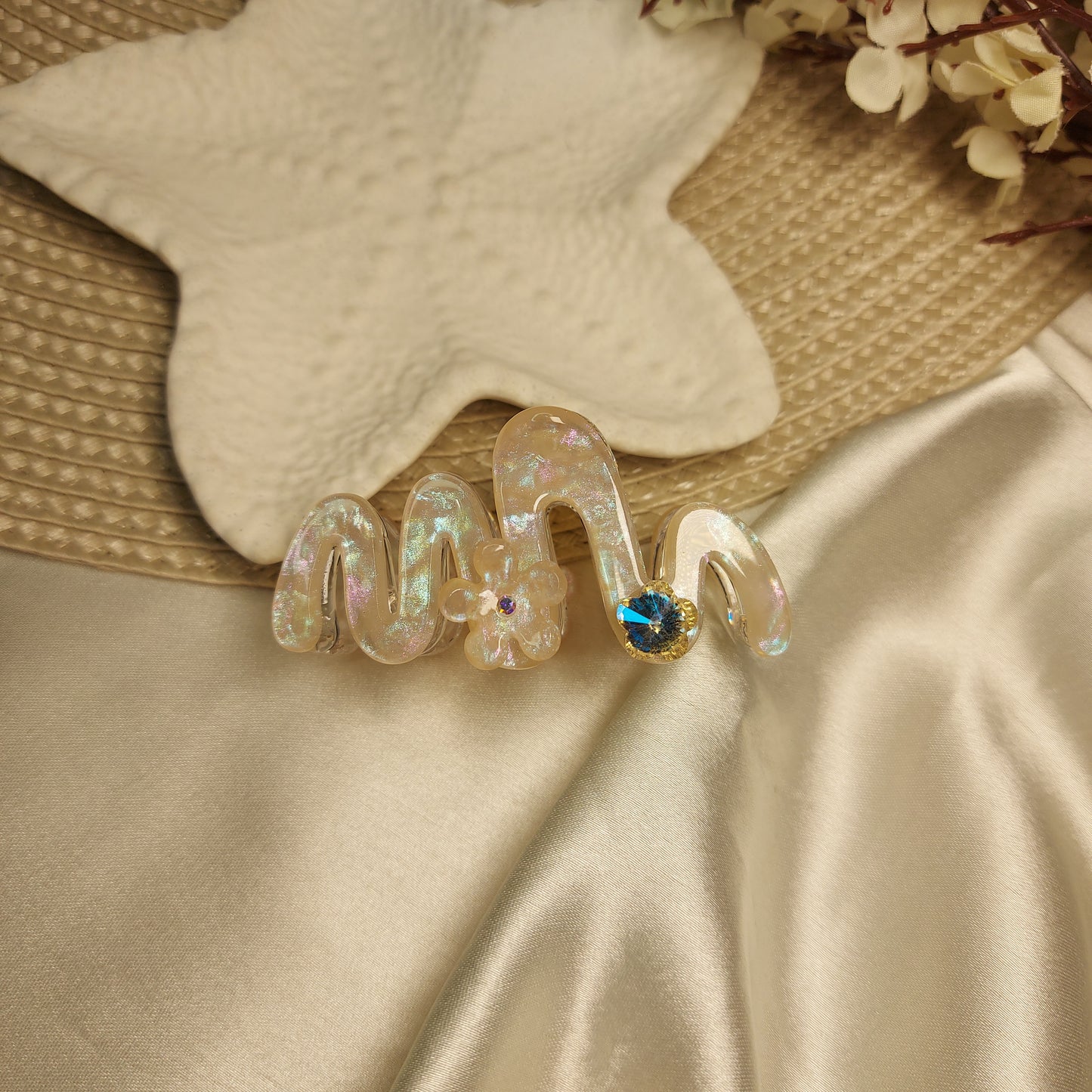 Studded Partywear ZigZag shimmery Hairclaw- 6.5CM