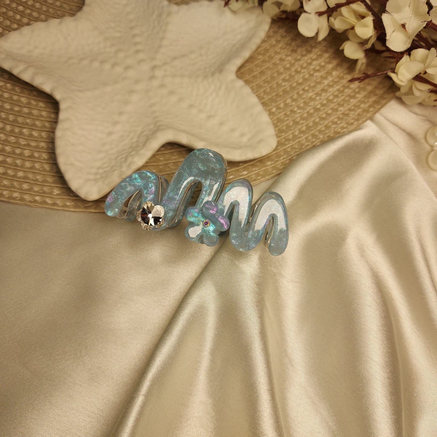 Studded Partywear ZigZag shimmery Hairclaw- 6.5CM