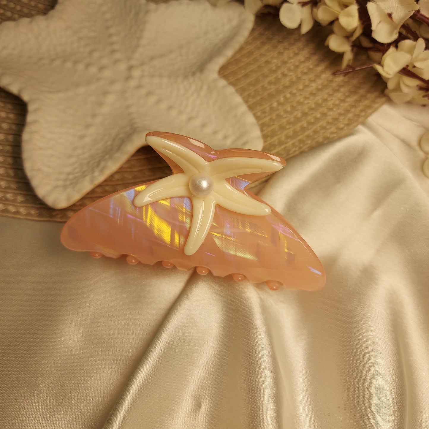 Premium Luxury Starfish pearl Hair Claw Clip 8.5CM | Strong Hold Designer Claw for Women