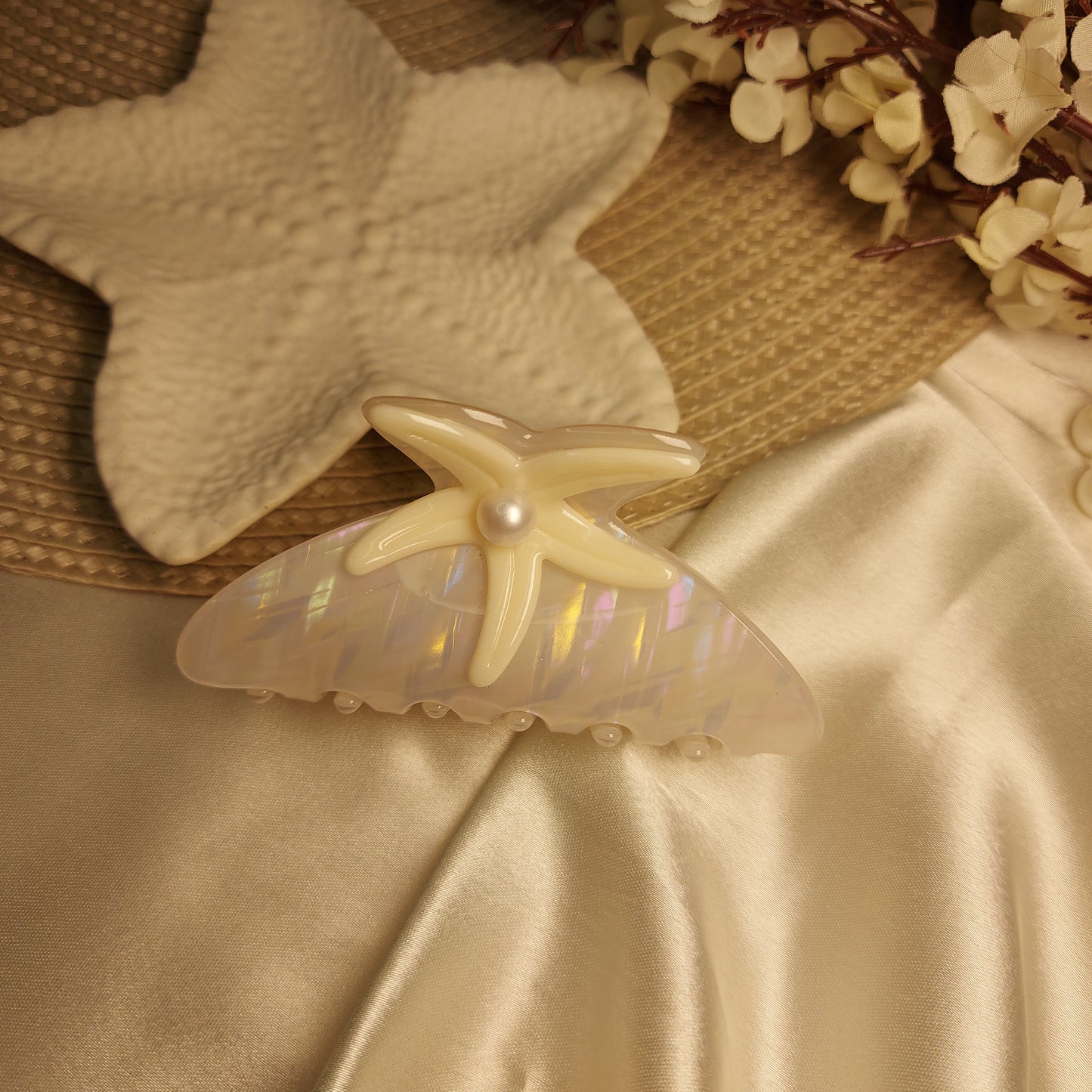 Premium Luxury Starfish pearl Hair Claw Clip 8.5CM | Strong Hold Designer Claw for Women