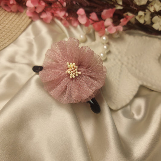 Daisy bead Banana Hair Claw – Handmade Fabric Flower Clip– 7 CM