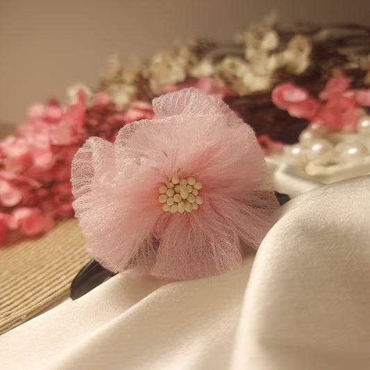 Daisy bead Banana Hair Claw – Handmade Fabric Flower Clip– 7 CM