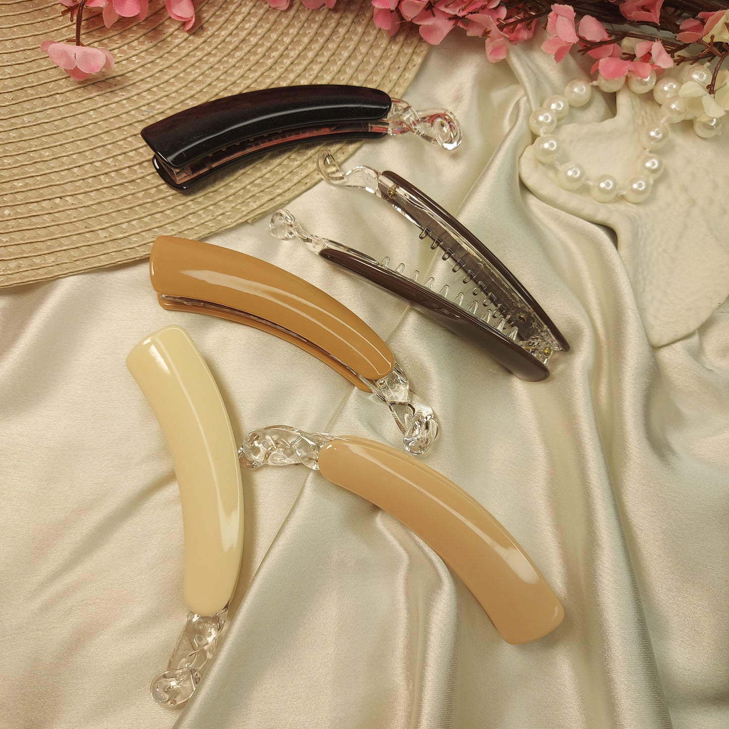 BOFEINI NUDE BANANA HAIRCLIP for Women – 10.5CM | Strong Grip Hair Clip | Daily & Party Wear