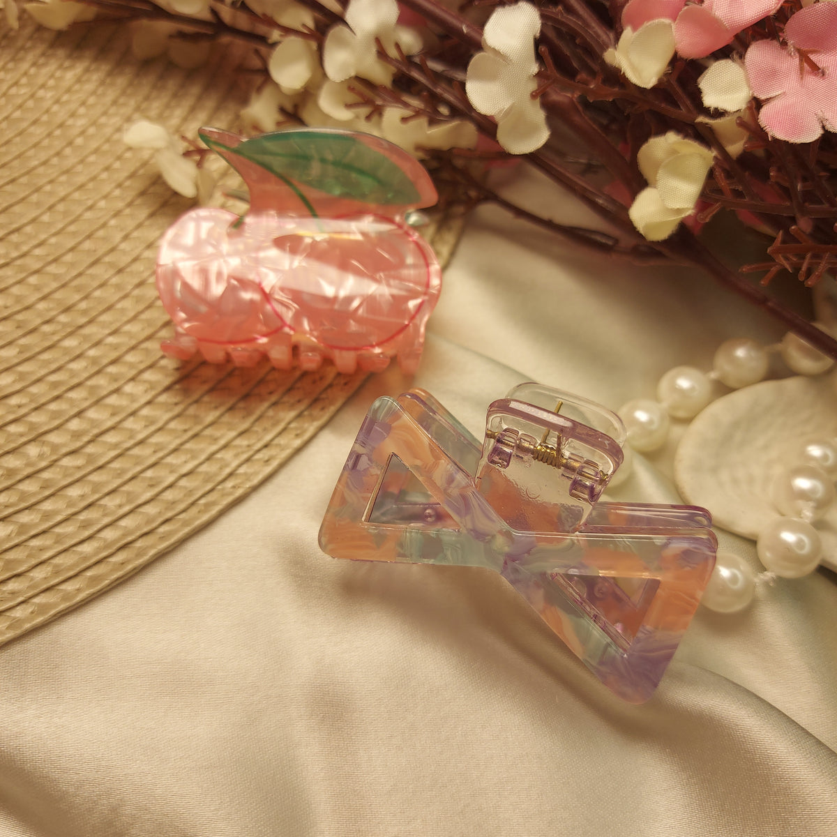 Cute Fruit-Shaped Hair Clip | Pastel Bow Claw Clip 5CM