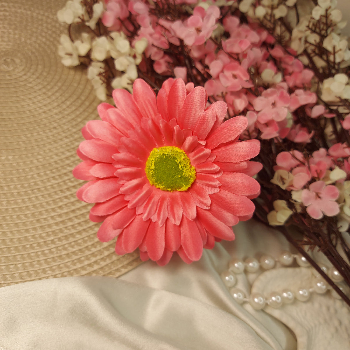 Artificial Flower Hairclaws | Party Hair accessories | 🌸 Blush Bloom Artificial Flower XL Clawclip