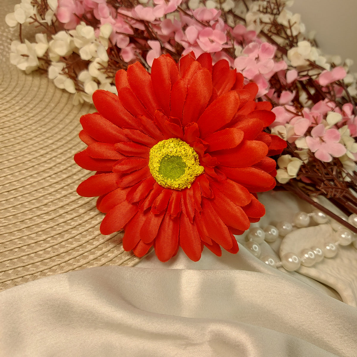 Artificial Flower Hairclaws | Party Hair accessories | 🌸 Blush Bloom Artificial Flower XL Clawclip