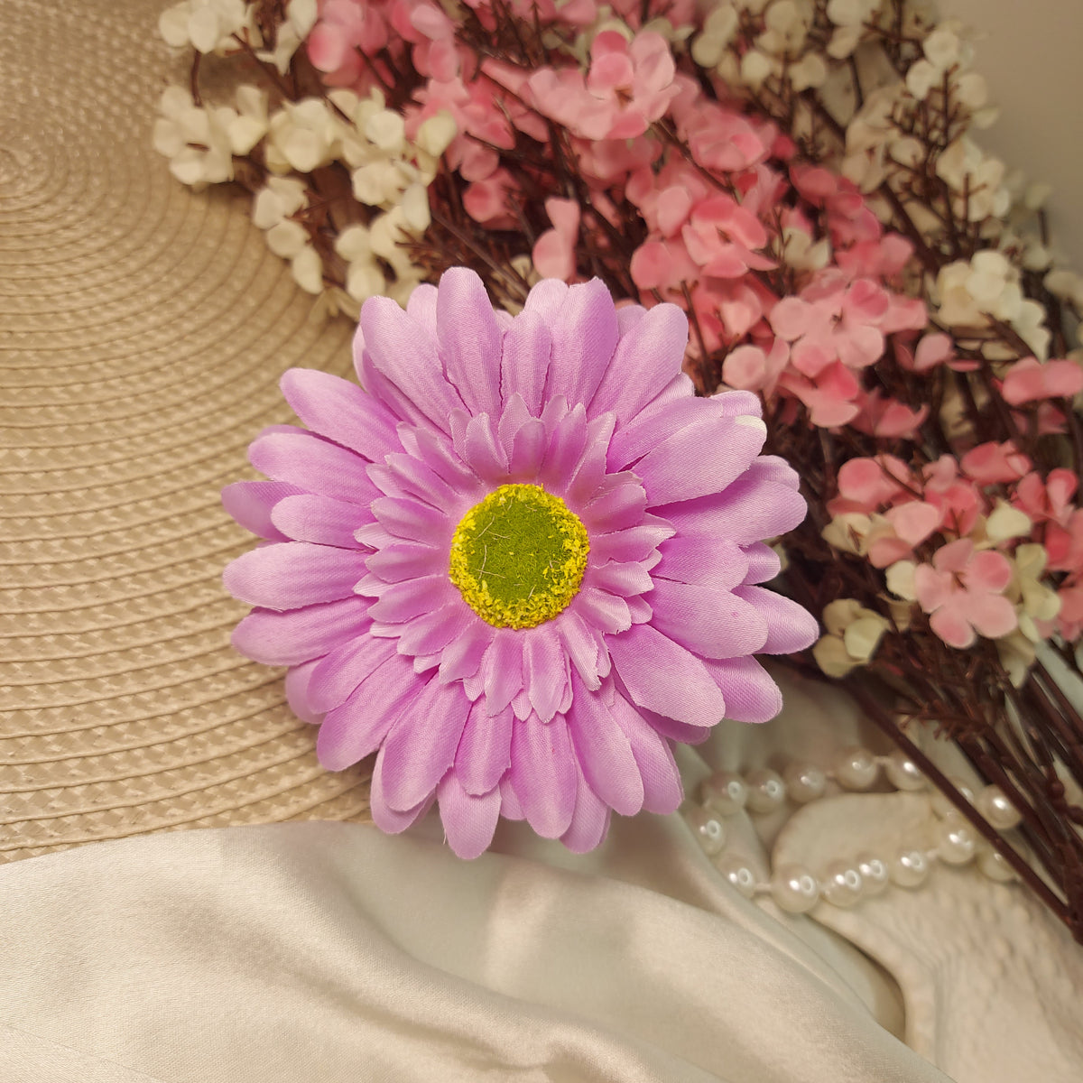 Artificial Flower Hairclaws | Party Hair accessories | 🌸 Blush Bloom Artificial Flower XL Clawclip