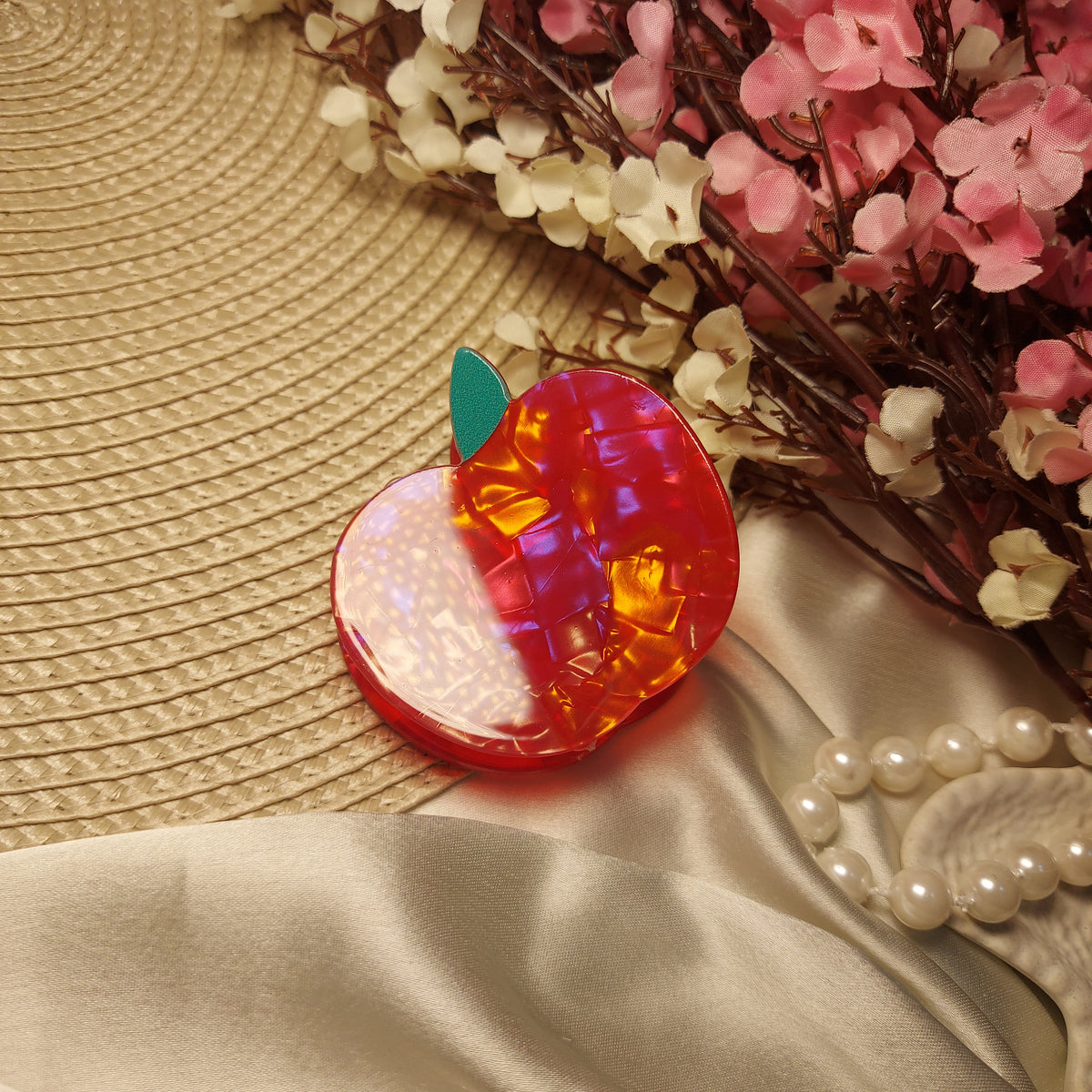 Fruit punch UV light glossy clawclip | Trendy clawclips 5CM [Apple]
