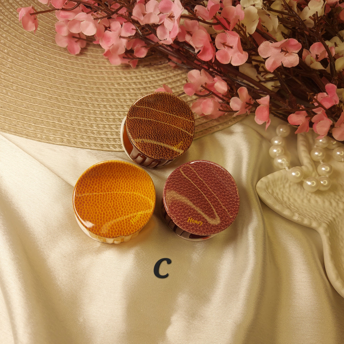 Honey Bohemian Mandala Bloom Claw Clip Set (Set of 3) – Premium Acrylic Round Hair Claws -5CM
