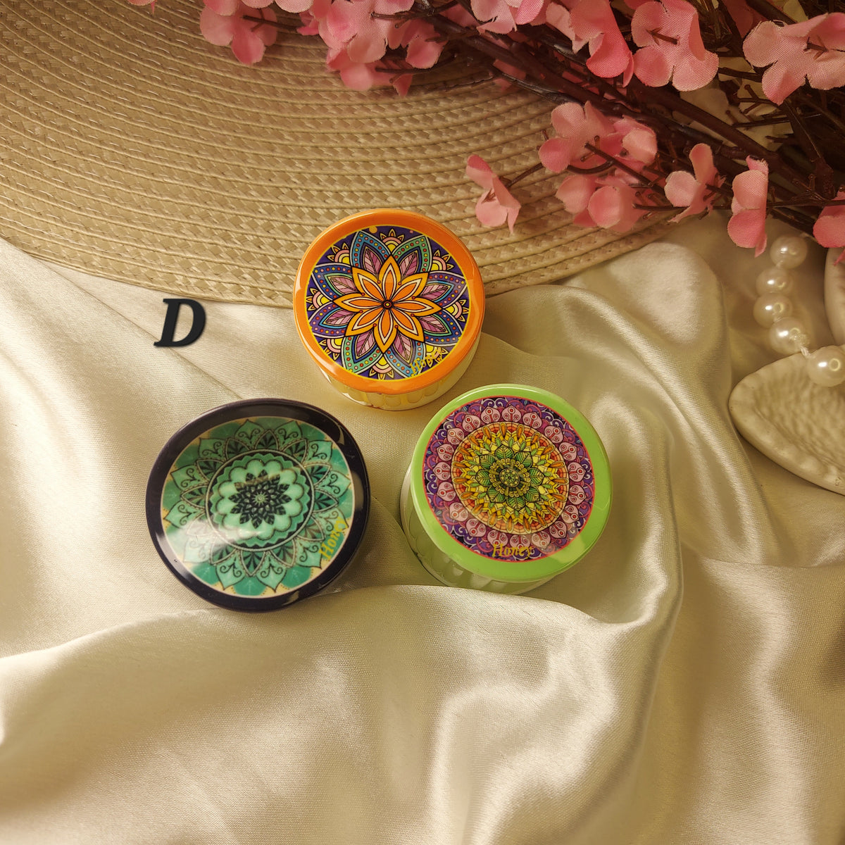 Honey Bohemian Mandala Bloom Claw Clip Set (Set of 3) – Premium Acrylic Round Hair Claws -5CM