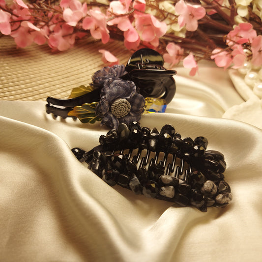 JEWEL BANANA HAIRCLIP for Women β 9CM (set of 2) | Strong Grip Hair Clip | Daily & Party Wear