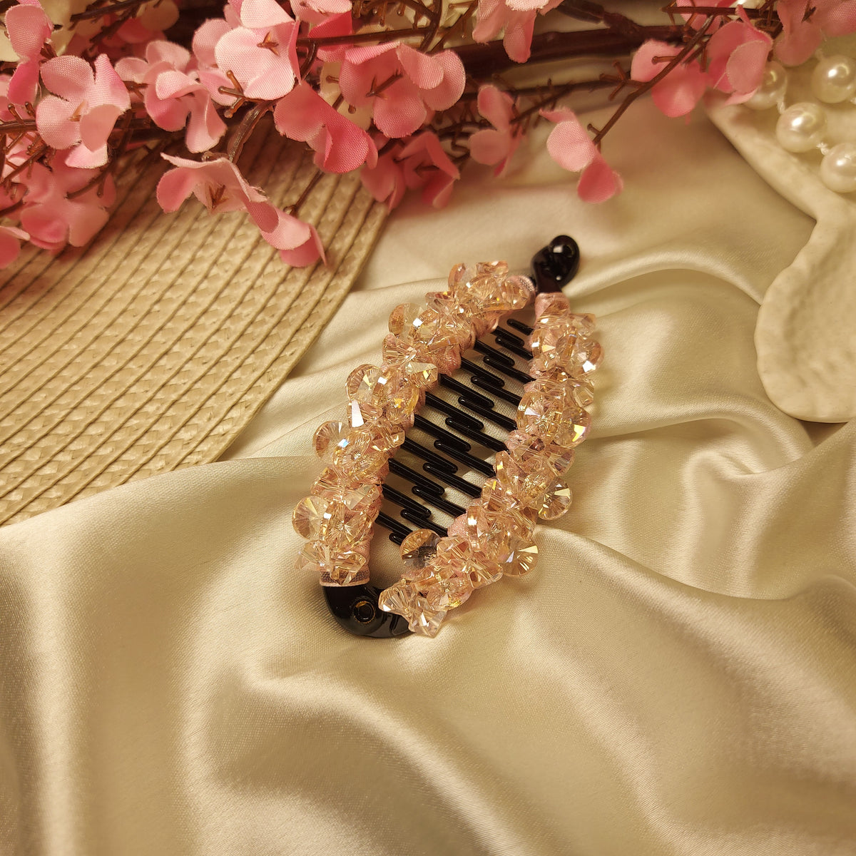 JEWEL LUXE CRYSTAL BANANA HAIRCLIP for Women – 10CM | Strong Grip Hair Clip | Daily & Party Wear