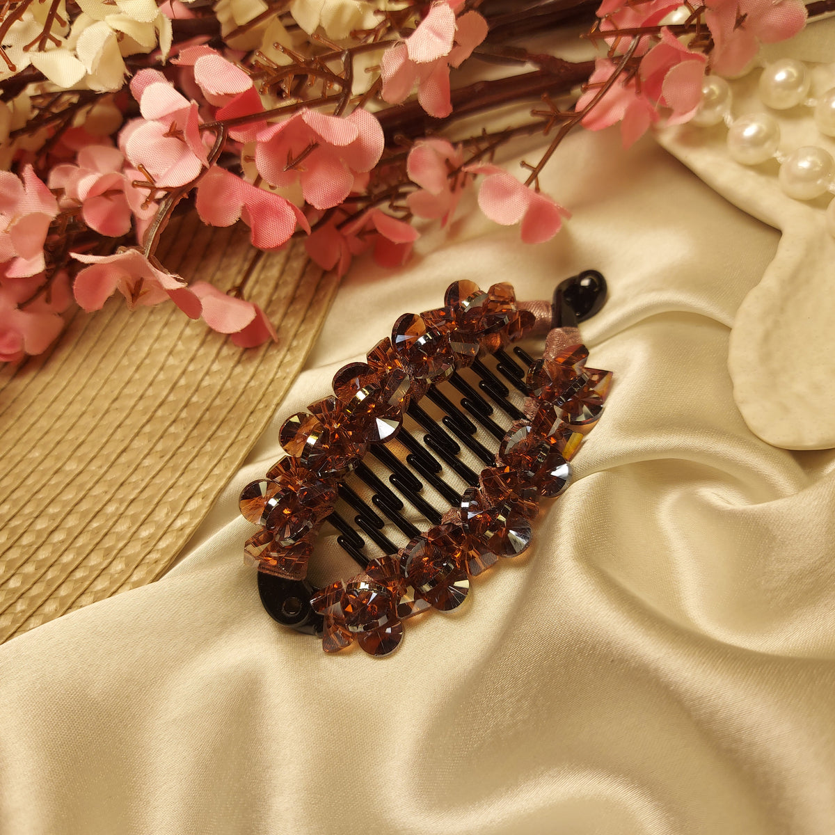 JEWEL LUXE CRYSTAL BANANA HAIRCLIP for Women – 10CM | Strong Grip Hair Clip | Daily & Party Wear