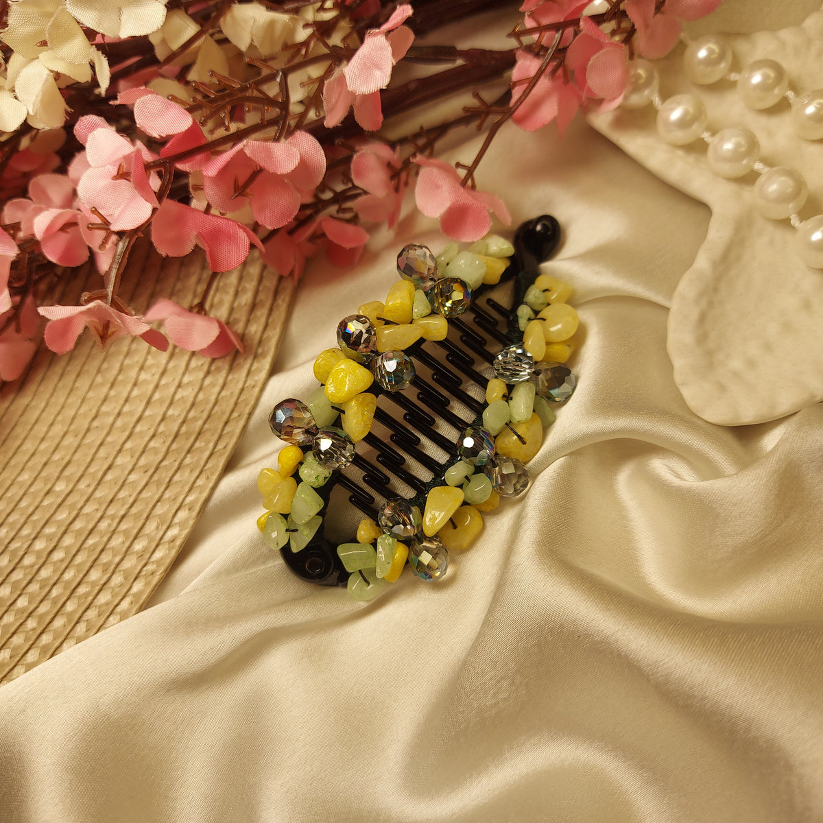 JEWEL LUXE CRYSTAL BANANA HAIRCLIP for Women – 9CM | Strong Grip Hair Clip | Daily & Party Wear