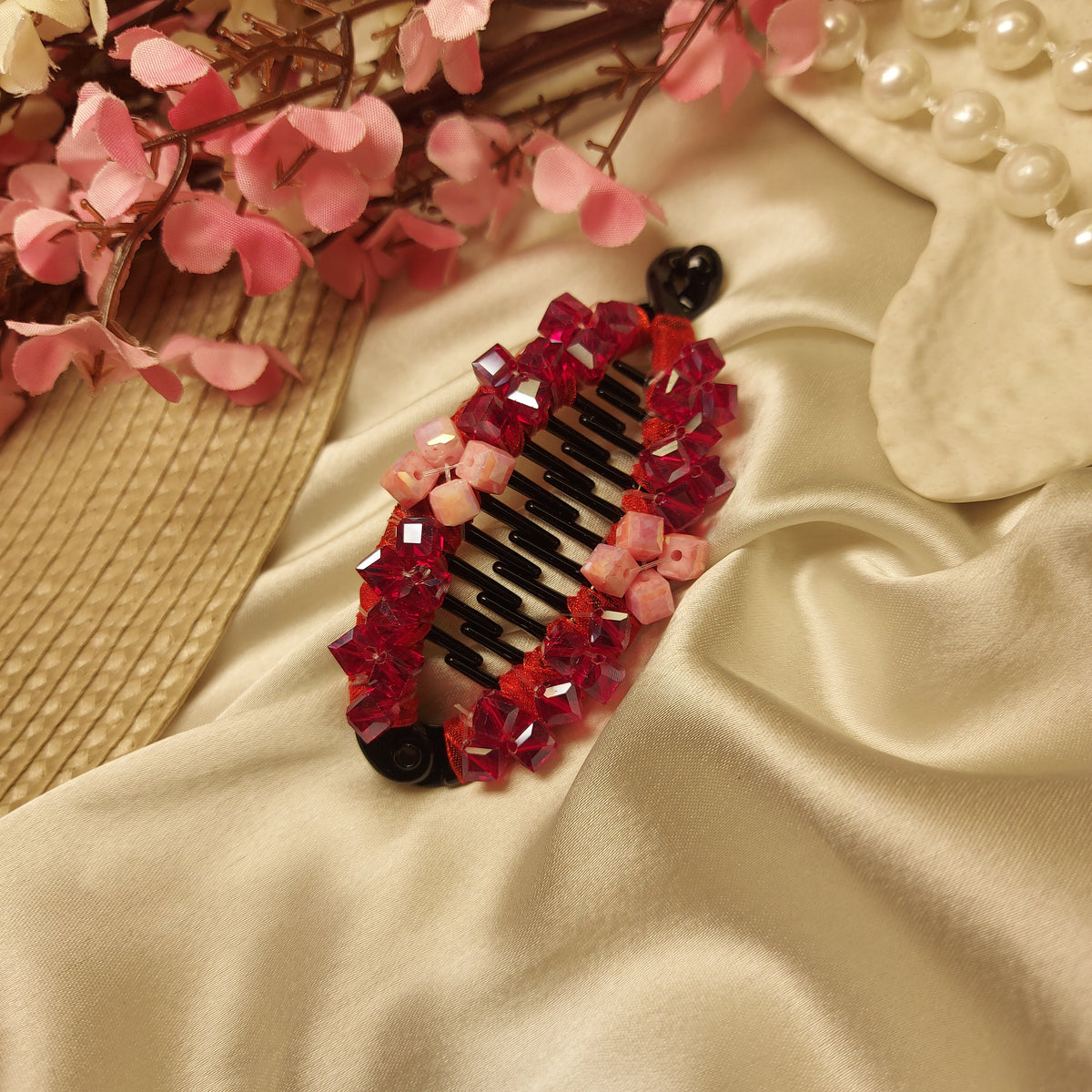 JEWEL LUXE CRYSTAL BANANA HAIRCLIP for Women – 9CM | Strong Grip Hair Clip | Daily & Party Wear