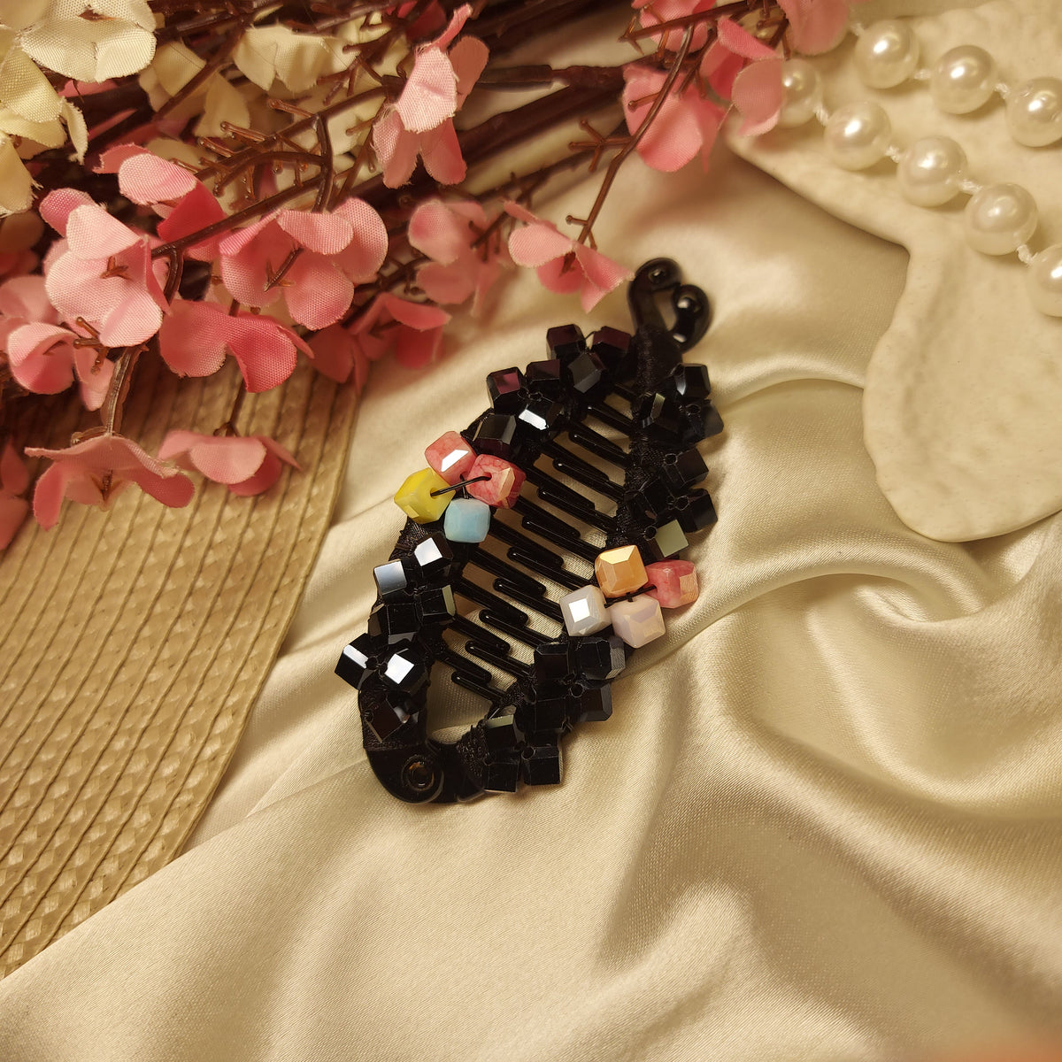 JEWEL LUXE CRYSTAL BANANA HAIRCLIP for Women – 9CM | Strong Grip Hair Clip | Daily & Party Wear