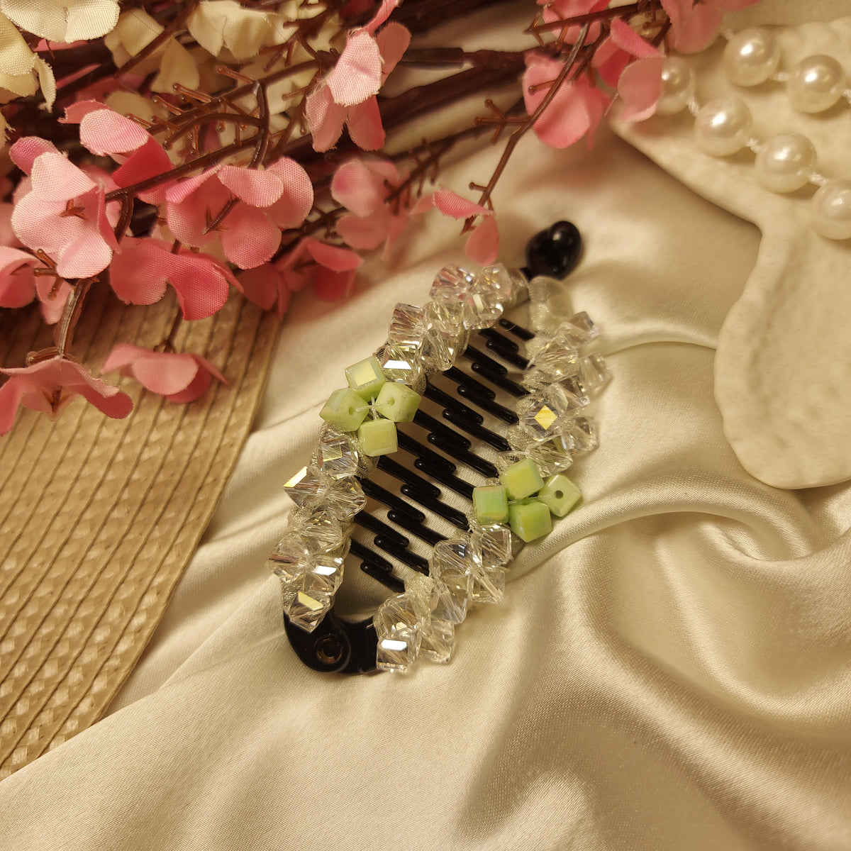 JEWEL LUXE CRYSTAL BANANA HAIRCLIP for Women – 9CM | Strong Grip Hair Clip | Daily & Party Wear