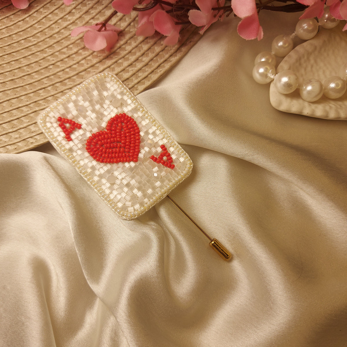 Handcrafted Beaded Flower Lapel Pin – Elegant Brooch for Men & Women