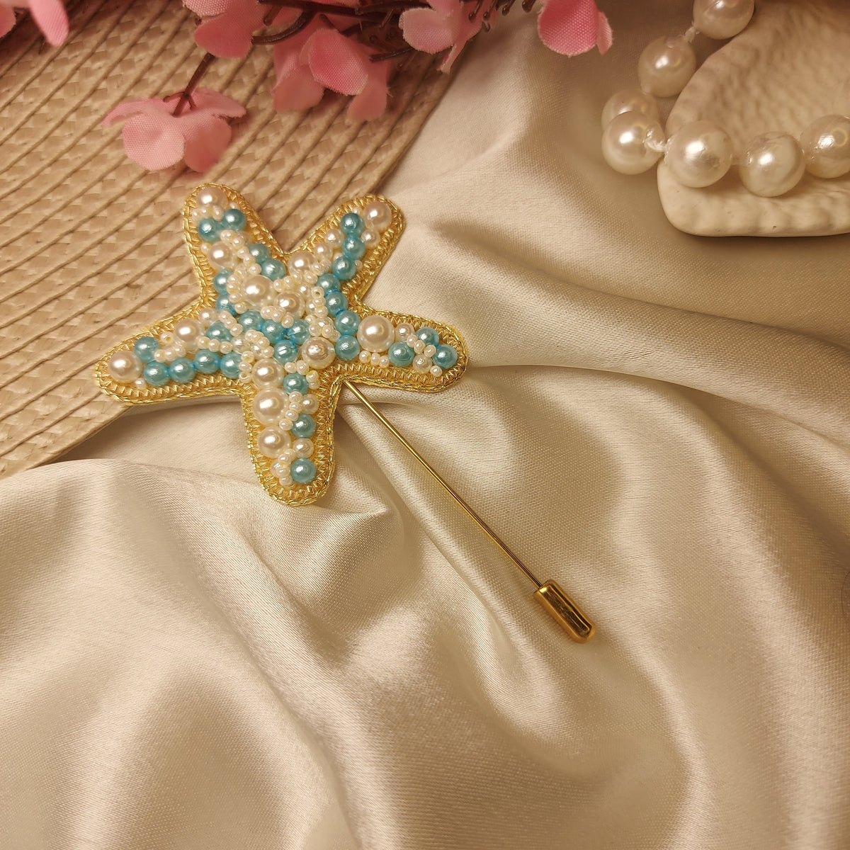 Starry Knight - Handcrafted Beaded Flower Lapel Pin – Elegant Brooch for Men & Women