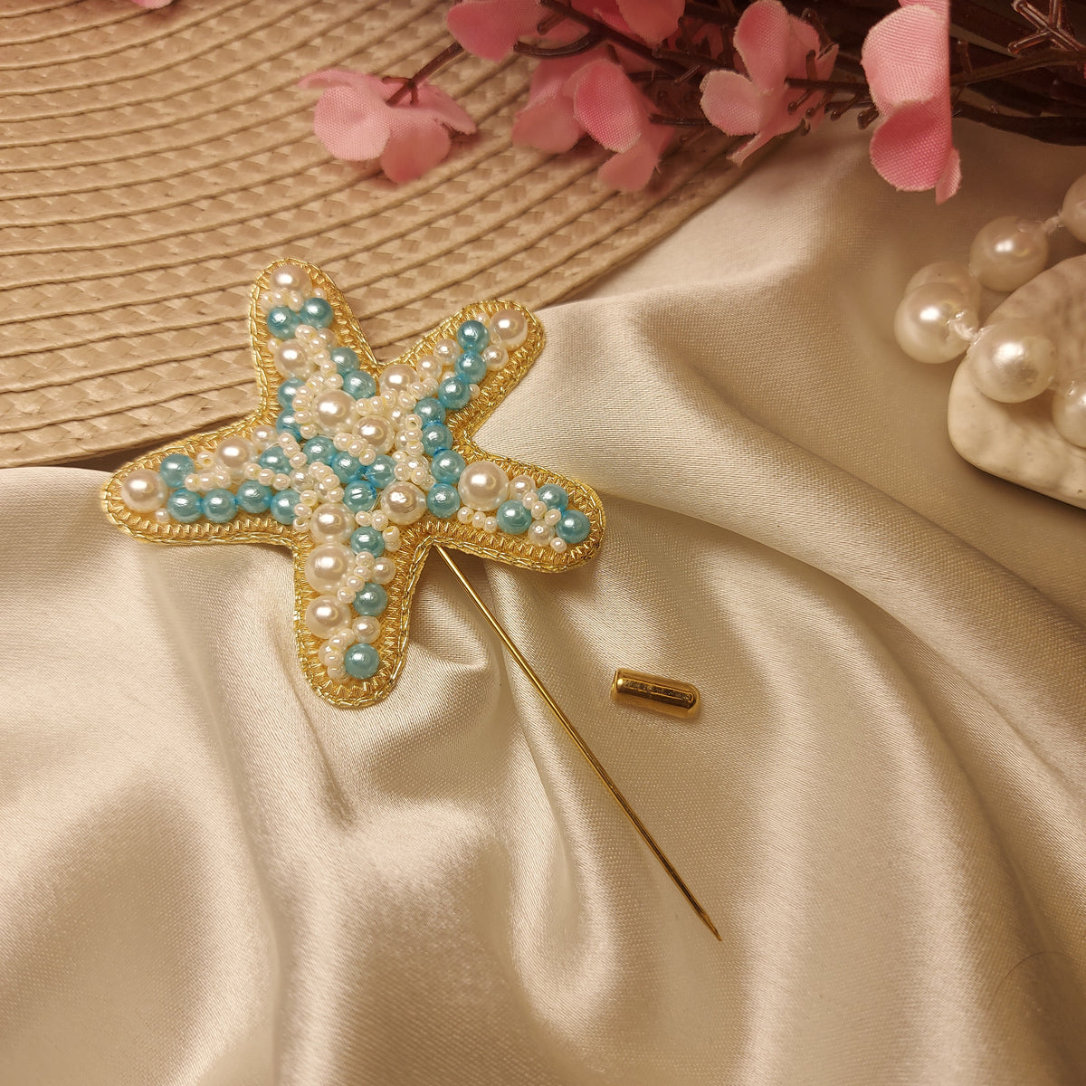 Starry Knight - Handcrafted Beaded Flower Lapel Pin – Elegant Brooch for Men & Women